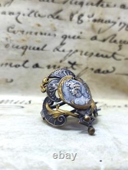 Broche Ancienne en Argent Vermeil Filigrané XIX? Siècle Sarah Bernhardt