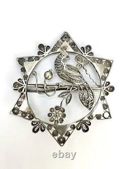 Broche Ancienne en Argent massif filigrané Epoque milieu XIX