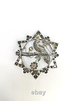 Broche Ancienne en Argent massif filigrané Epoque milieu XIX