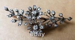 Broche OR massif + argent + diamant Bijou ancien gold diamond brooch 19e siècle