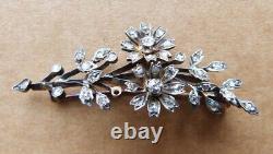 Broche OR massif + argent + diamant Bijou ancien gold diamond brooch 19e siècle