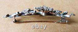 Broche OR massif + argent + diamant Bijou ancien gold diamond brooch 19e siècle