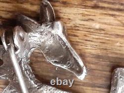 Broche bijou Georg JENSEN ancien zoomorphe cheval argent massif art brutaliste