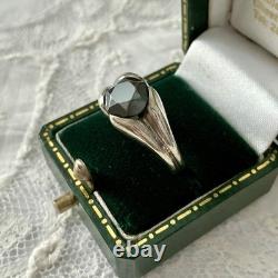 C1930 ANCIENNE BAGUE TANK ARGENT MASSIF HEMATITE, Poinçons