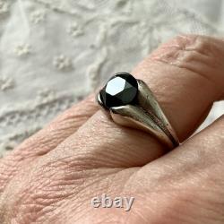 C1930 ANCIENNE BAGUE TANK ARGENT MASSIF HEMATITE, Poinçons