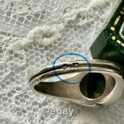 C1930 ANCIENNE BAGUE TANK ARGENT MASSIF HEMATITE, Poinçons