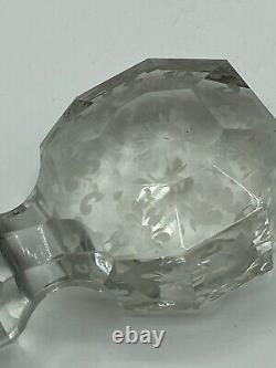 Carafe ancienne col argent massif poinçons cristal de Bohème gravé floral XIXe