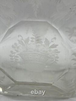 Carafe ancienne col argent massif poinçons cristal de Bohème gravé floral XIXe