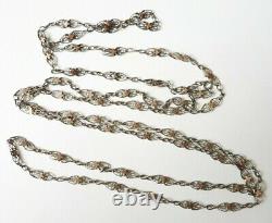 Chaine sautoir collier argent massif bijou ancien 19e siècle silver chain