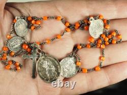Chapelet Ancien Argent Massif Corail Rouge Provence Antique Silver Coral Rosary Chapelet Ancien Argent Massif Corail Rouge Provence Antique Silver Coral Rosary