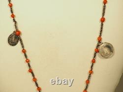Chapelet Ancien Argent Massif Corail Rouge Provence Antique Silver Coral Rosary