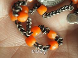 Chapelet Ancien Argent Massif Corail Rouge Provence Antique Silver Coral Rosary