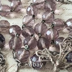 Chapelet Ancien Argent Massif Cristal Améthyste XIXè French Solid Silver Rosary