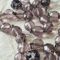 Chapelet Ancien Argent Massif Cristal Améthyste XIXè French Solid Silver Rosary