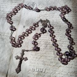 Chapelet Ancien Argent Massif Cristal Améthyste XIXè French Solid Silver Rosary