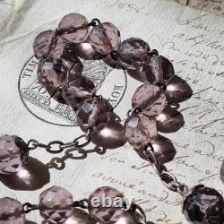 Chapelet Ancien Argent Massif Cristal Améthyste XIXè French Solid Silver Rosary