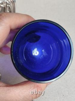 Charles Harleux Ancien Joli Moutardier Argent Massif Interieur Bleu Style L XV