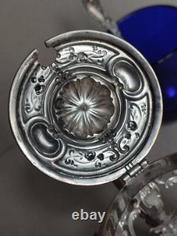 Charles Harleux Ancien Joli Moutardier Argent Massif Interieur Bleu Style L XV