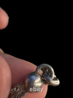 Châtelaine de montre ancienne en argent massif XIXe, chaîne porte-gousset