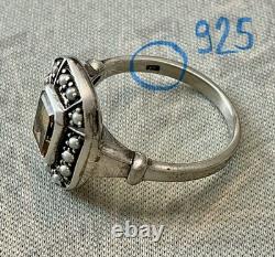 Citrine Et Perle Fine Ancienne Bague Argent Massif Ouvragée