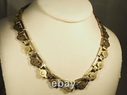 Collier Ancien Art Deco Argent Massif Vermeil Antique Silver Necklace