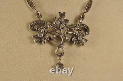 Collier Ancien Art Nouveau Argent Massif Antique Silver Necklace Filigrane