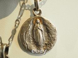 Collier Ancien Draperie Argent Massif Medaille Religieuse Antique Religious Neck