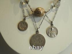 Collier Ancien Draperie Argent Massif Medaille Religieuse Antique Religious Neck