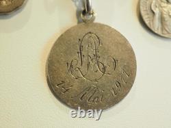 Collier Ancien Draperie Argent Massif Medaille Religieuse Antique Religious Neck