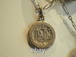 Collier Ancien Draperie Argent Massif Medaille Religieuse Antique Religious Neck