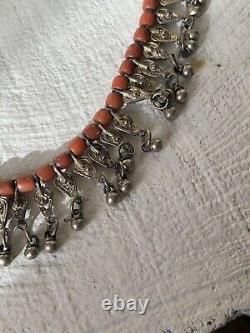 Collier Ancien Yemen Corail Argent Antique Yéménite Red Coral Silver Necklace