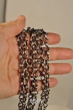 Collier Gros Sirop Ancien Argent Massif Antilles Bijou Regional Antique Chain