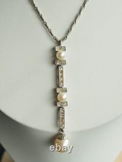 Collier Neglige Ancien Argent Massif Perles Antique Silver Pearl Necklace