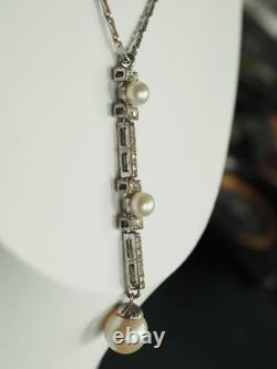 Collier Neglige Ancien Argent Massif Perles Antique Silver Pearl Necklace