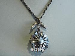 Collier Pendentif Ancien Argent Massif Perles Fines Seed Pearl Silver Pendant