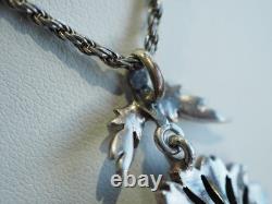 Collier Pendentif Ancien Argent Massif Perles Fines Seed Pearl Silver Pendant