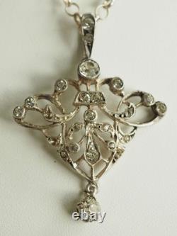 Collier Pendentif Ancien Art Nouveau Argent Massif Antique Necklace