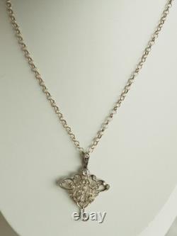 Collier Pendentif Ancien Art Nouveau Argent Massif Antique Necklace