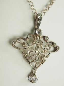 Collier Pendentif Ancien Art Nouveau Argent Massif Antique Necklace