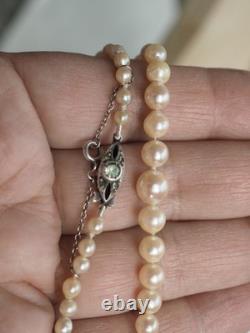 Collier Perles De Culture Ancien Fermoir Argent Massif Cultured Pearl Necklace