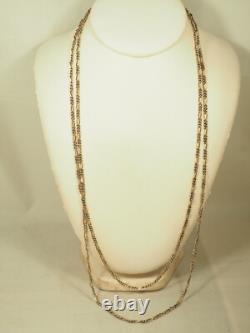 Collier Sautoir Ancien Argent Massif Vermeil Antique Large Silver Necklace 142cm