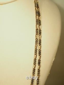 Collier Sautoir Ancien Argent Massif Vermeil Antique Large Silver Necklace 142cm