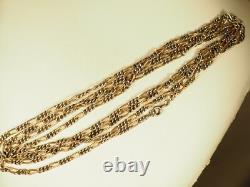 Collier Sautoir Ancien Argent Massif Vermeil Antique Large Silver Necklace 142cm