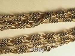 Collier Sautoir Ancien Argent Massif Vermeil Antique Large Silver Necklace 142cm