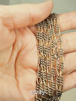 Collier Sautoir Ancien Argent Massif Vermeil Antique Large Silver Necklace 142cm