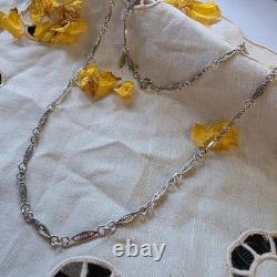 Collier ancien en argent 835 Maille filigranée délicate? 60 Cm