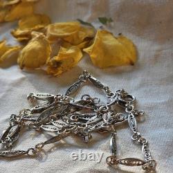 Collier ancien en argent 835 Maille filigranée délicate? 60 Cm