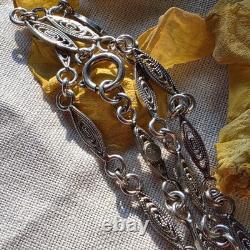 Collier ancien en argent 835 Maille filigranée délicate? 60 Cm