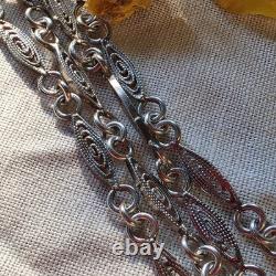 Collier ancien en argent 835 Maille filigranée délicate? 60 Cm