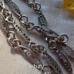 Collier ancien en argent 835 Maille filigranée délicate? 60 Cm
